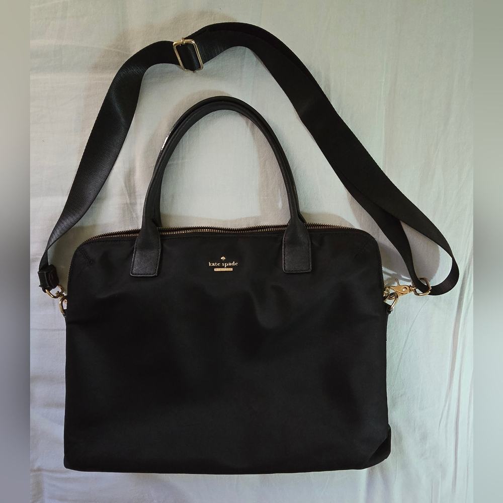 Kate Spade Black Nylon Laptop Bag – Fits Up to 13” – Saffiano Leather Trim